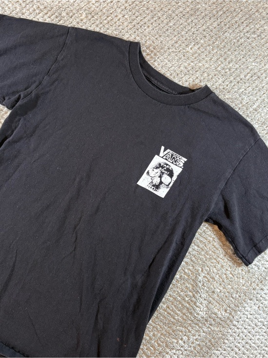 Vans Tops - Vans Women’s S Black Short-Sleeve Skateboarding Tee with White Chest Graphic